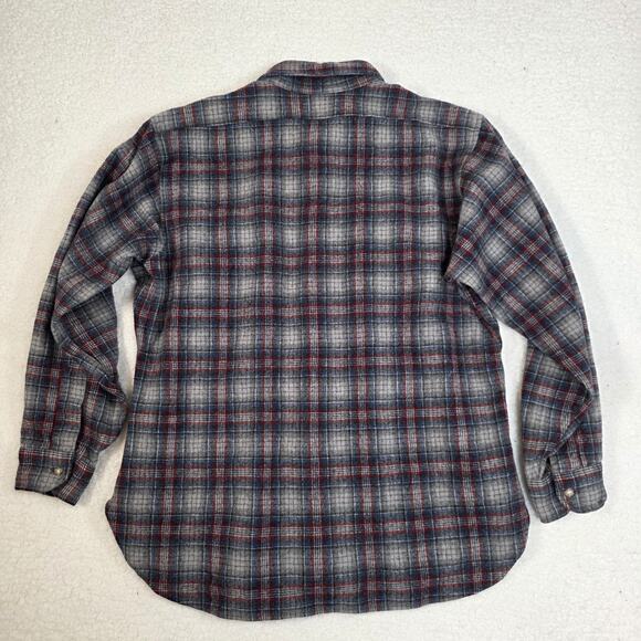 Vintage Pendleton Board Tartan Wool Flannel Plaid Work Shirt XL Gray Blue Red - Picture 4 of 10